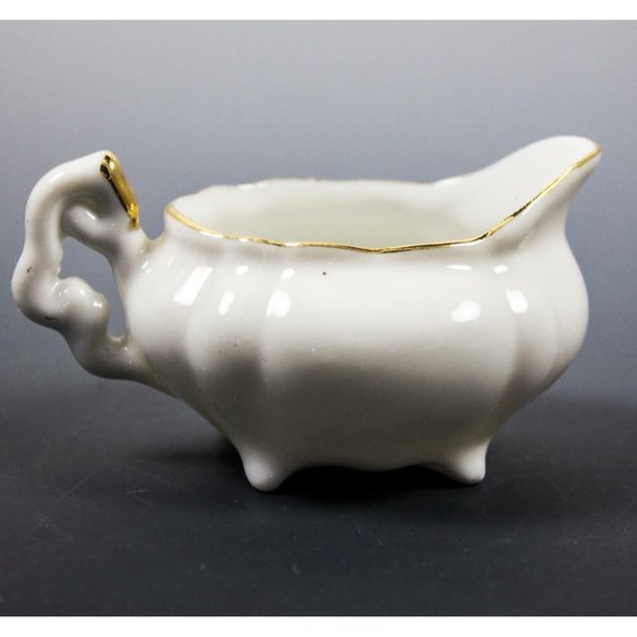 Vtg Lefton China Hand Painted White & Gold Cream & Sugar #5346 Child/Doll Size - Picture 12 of 12